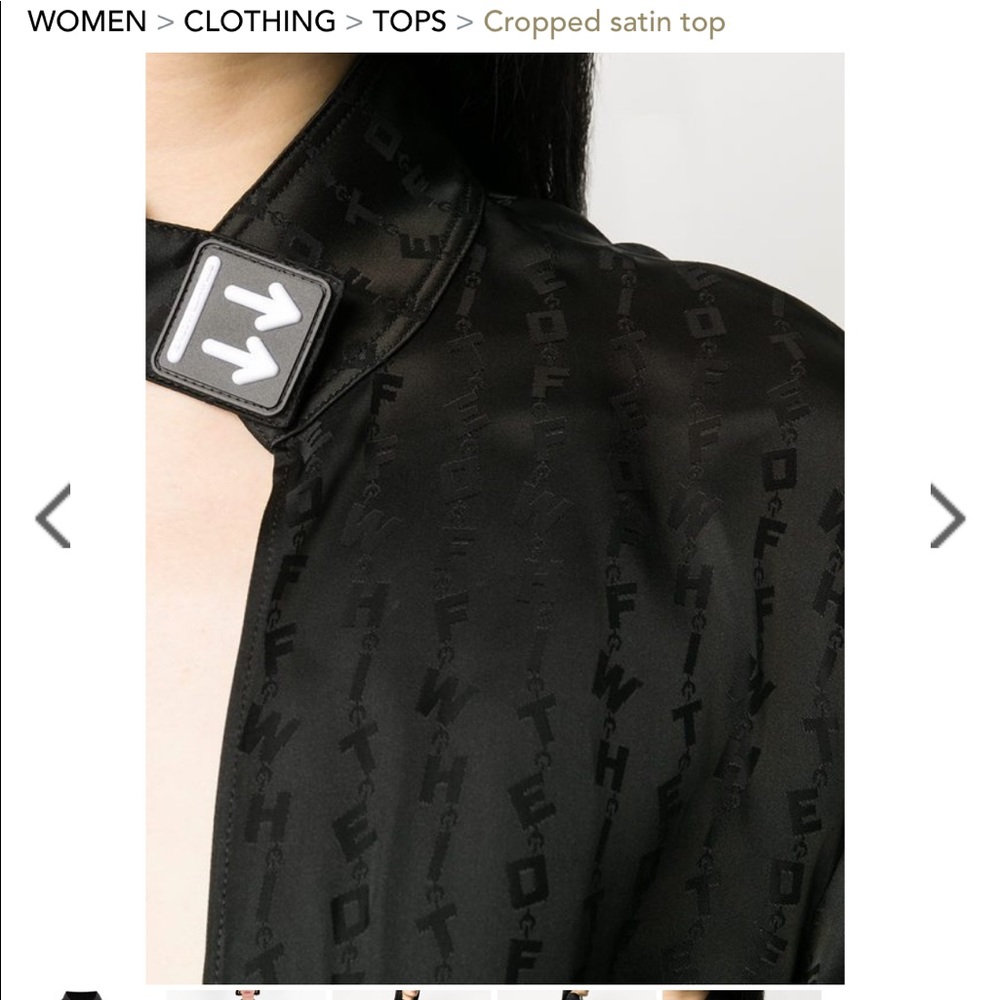 Off white Cropped satin top collar with strap - Picture 9 of 11